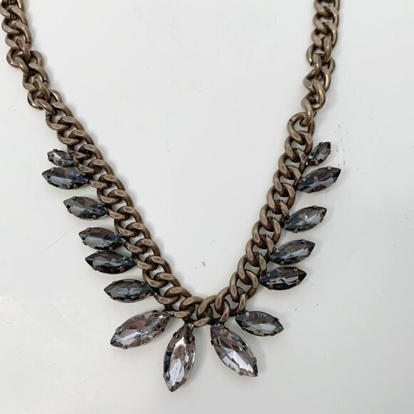 Marquis Cut Rhinestone Statement Choker Necklace - Picture 1 of 5